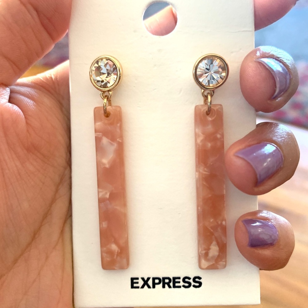 New Express Bar Drop Pink Gold Resin Drop Earring